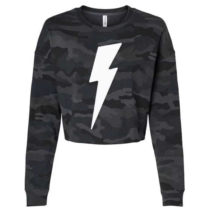 Simple Lightning Bolt In White Thunder Bolt Graphic Cropped Pullover Crew