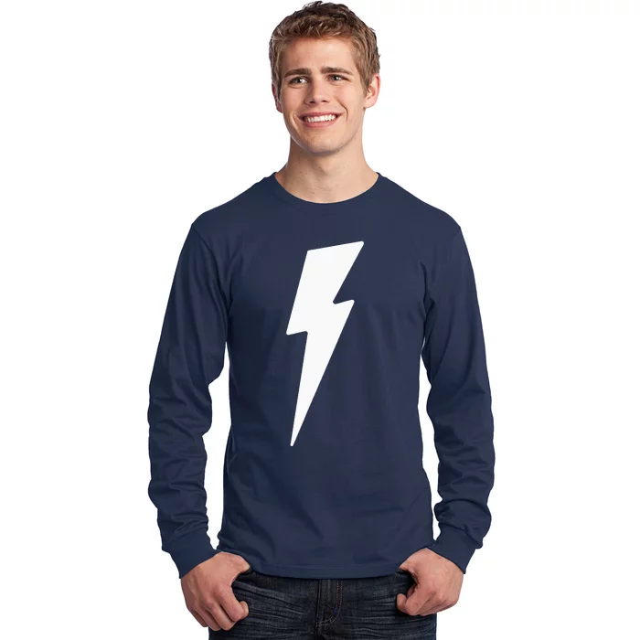 Simple Lightning Bolt In White Thunder Bolt Graphic Long Sleeve Shirt