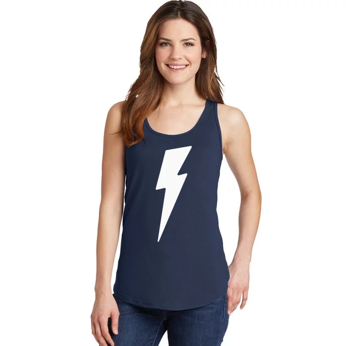 Simple Lightning Bolt In White Thunder Bolt Graphic Ladies Essential Tank