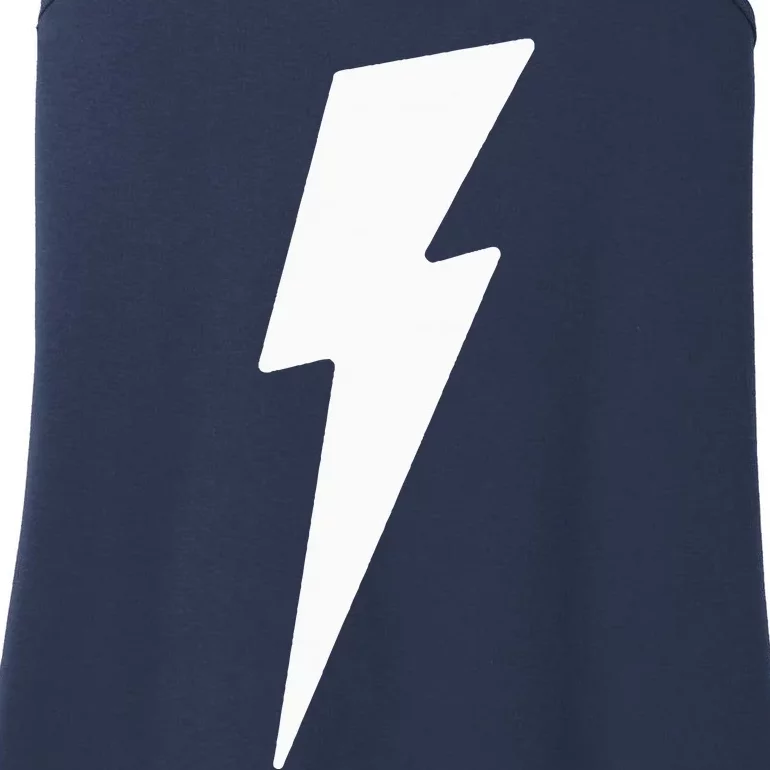 Simple Lightning Bolt In White Thunder Bolt Graphic Ladies Essential Tank