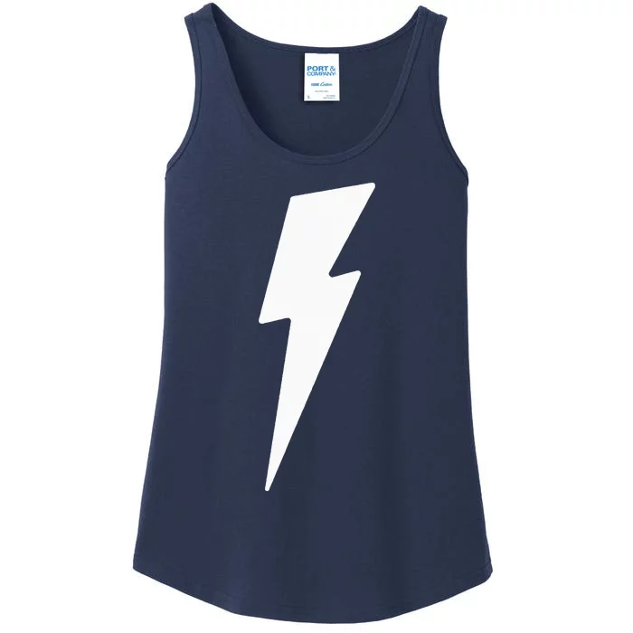 Simple Lightning Bolt In White Thunder Bolt Graphic Ladies Essential Tank