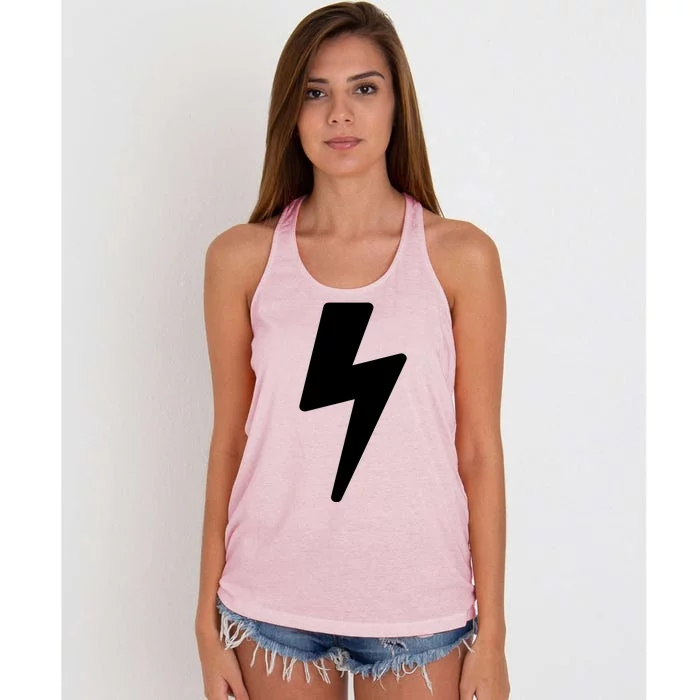 Simple Lightning Bolt In White Thunder Bolt Graphic Women's Knotted Racerback Tank