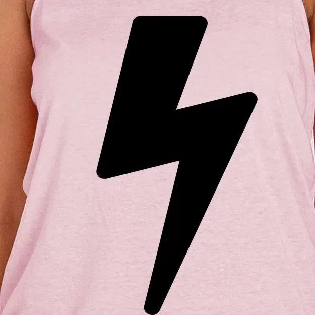 Simple Lightning Bolt In White Thunder Bolt Graphic Women's Knotted Racerback Tank