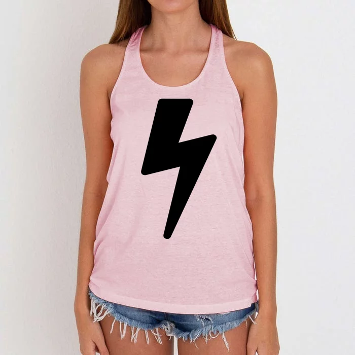 Simple Lightning Bolt In White Thunder Bolt Graphic Women's Knotted Racerback Tank