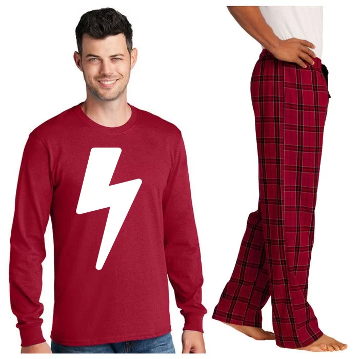 Simple Lightning Bolt In White Thunder Bolt Graphic Long Sleeve Pajama Set