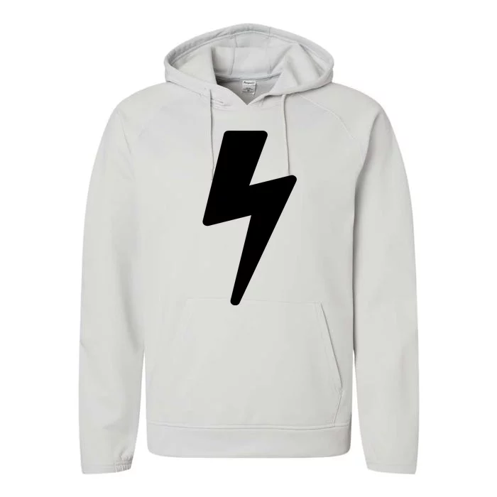 Simple Lightning Bolt In White Thunder Bolt Graphic Performance Fleece Hoodie