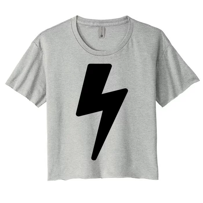 Simple Lightning Bolt In White Thunder Bolt Graphic Women's Crop Top Tee