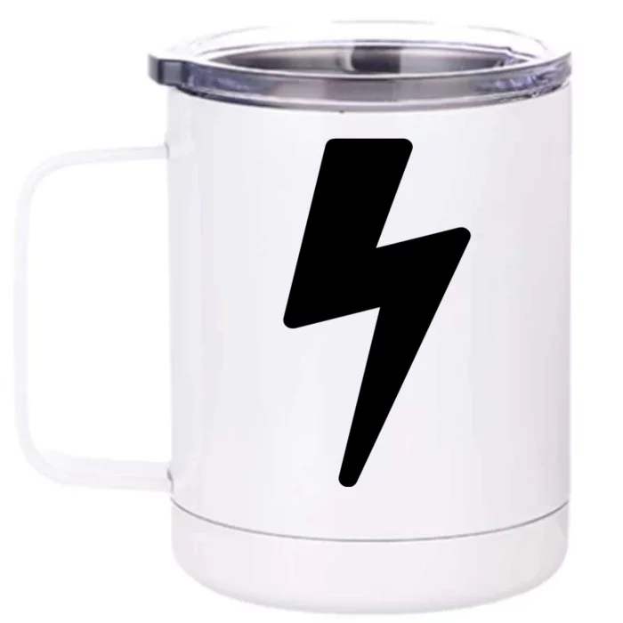 Simple Lightning Bolt In White Thunder Bolt Graphic Front & Back 12oz Stainless Steel Tumbler Cup