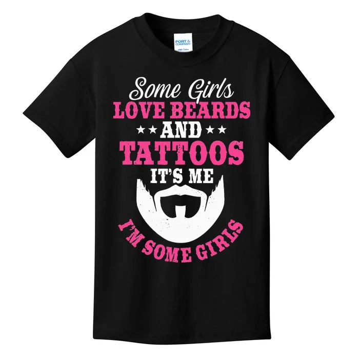 Some Love Beards And Tattoos Bearded Inked Facial Hair Kids T-Shirt