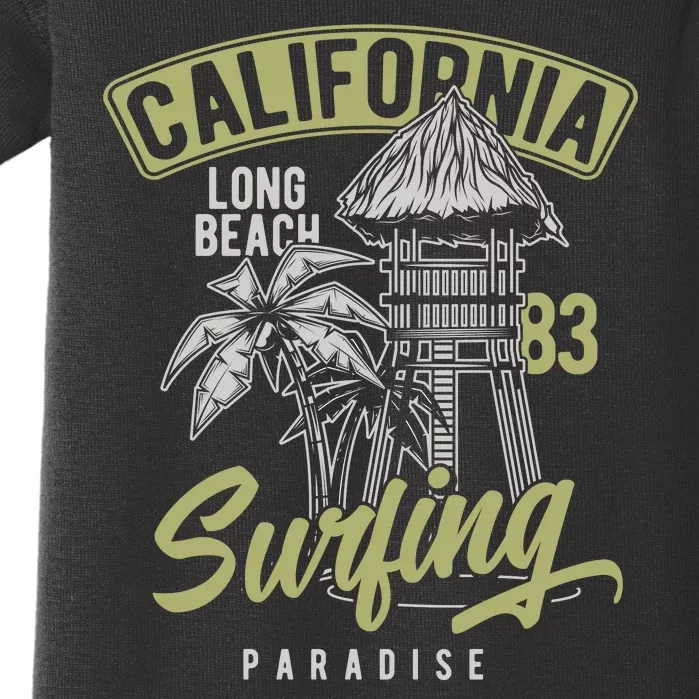 Surfing Long Beach California Baby Bodysuit