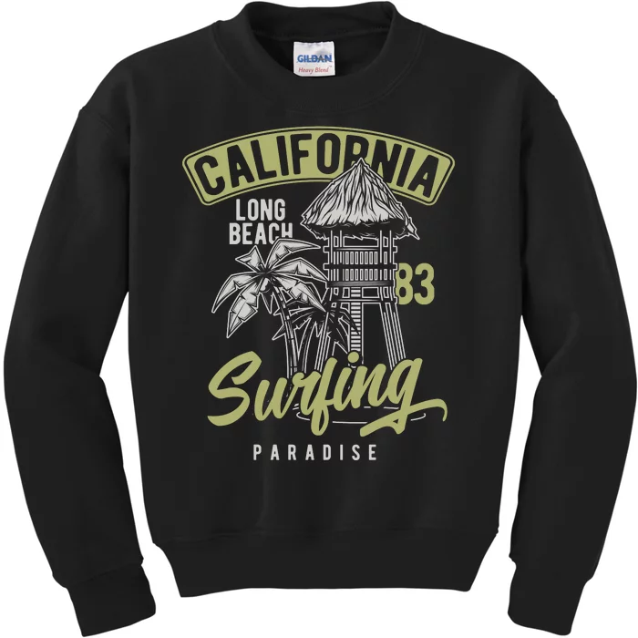 Surfing Long Beach California Kids Sweatshirt