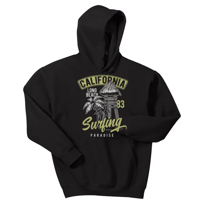 Surfing Long Beach California Kids Hoodie