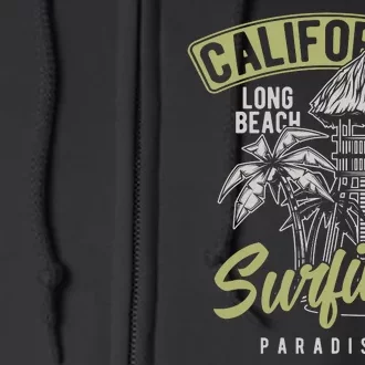 Surfing Long Beach California Full Zip Hoodie