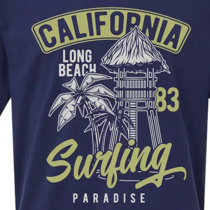 Surfing Long Beach California Sueded Cloud Jersey T-Shirt