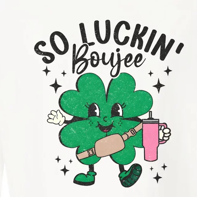 So Luckin Boujee St Patricks Day Cropped Pullover Crew