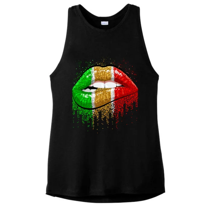 Sexy Lip Biting Black Magic Juneteenth African Flag Gift Ladies Tri-Blend Wicking Tank