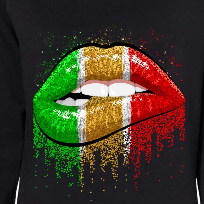 Sexy Lip Biting Black Magic Juneteenth African Flag Gift Womens California Wash Sweatshirt