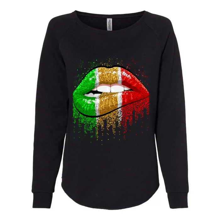 Sexy Lip Biting Black Magic Juneteenth African Flag Gift Womens California Wash Sweatshirt