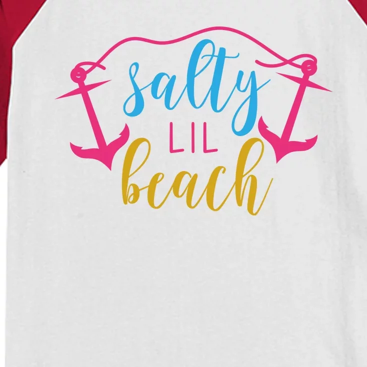 Salty Lil Beach Funny Vacation Kids Colorblock Raglan Jersey