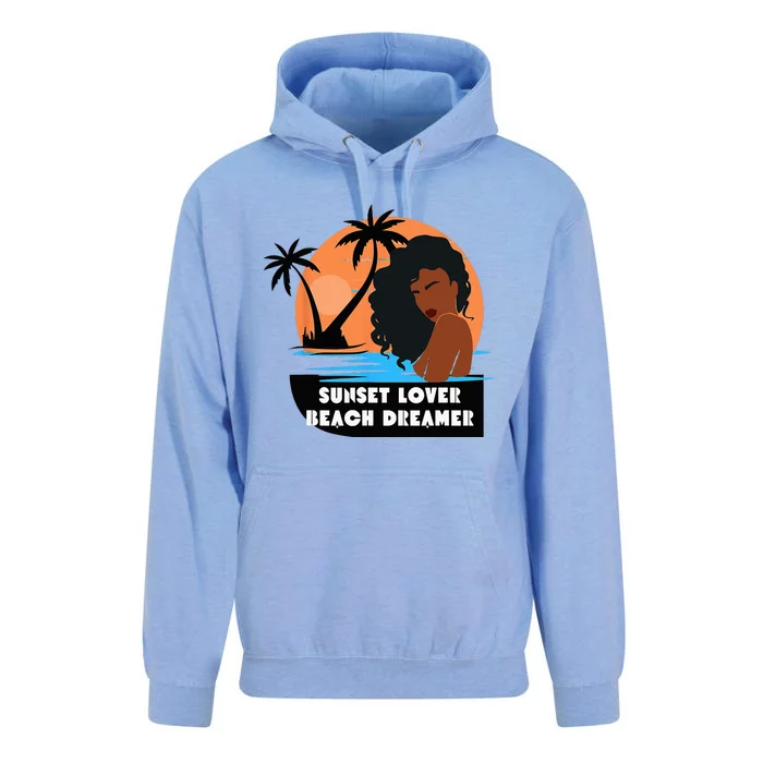 Sunset Lover Beach Dreamer Melanin Cute Unisex Surf Hoodie