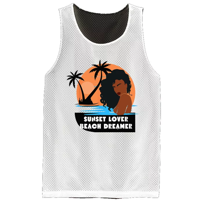 Sunset Lover Beach Dreamer Melanin Cute Mesh Reversible Basketball Jersey Tank