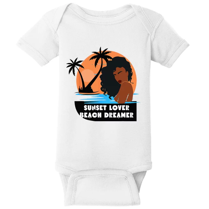 Sunset Lover Beach Dreamer Melanin Cute Baby Bodysuit