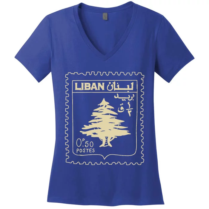 Support Lebanon Beirut Map Lebanese Flag Women's V-Neck T-Shirt