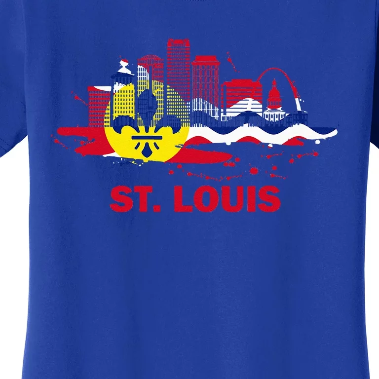 St. Louis City Flag Downtown Skyline St. Louis Skyline Women's T-Shirt