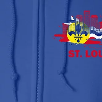 St. Louis City Flag Downtown Skyline St. Louis Skyline Full Zip Hoodie