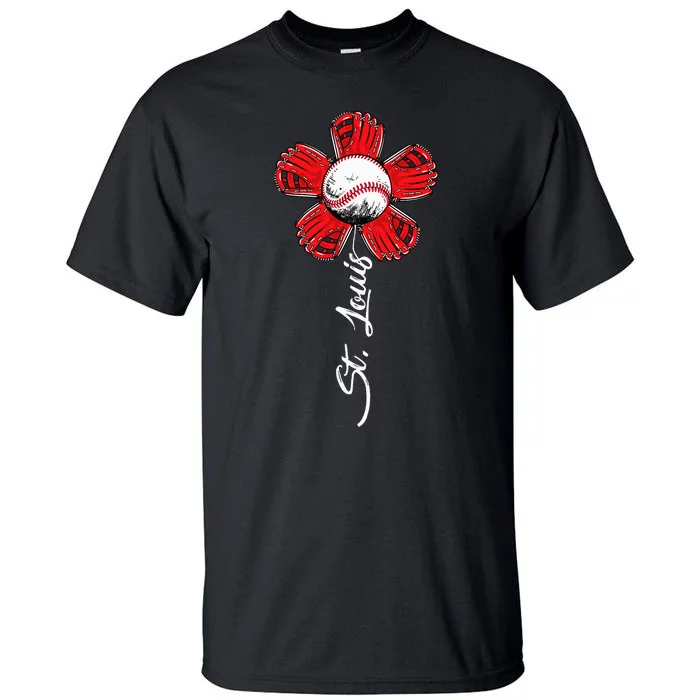 St. Louis Colorful Baseball Flower Souvenir I Love St. Louis Tall T-Shirt