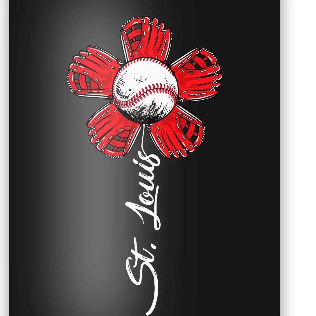 St. Louis Colorful Baseball Flower Souvenir I Love St. Louis Poster