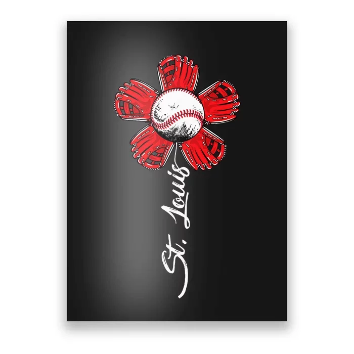 St. Louis Colorful Baseball Flower Souvenir I Love St. Louis Poster