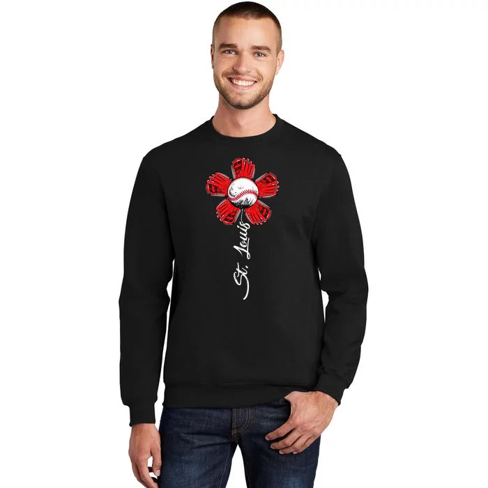 St. Louis Colorful Baseball Flower Souvenir I Love St. Louis Tall Sweatshirt