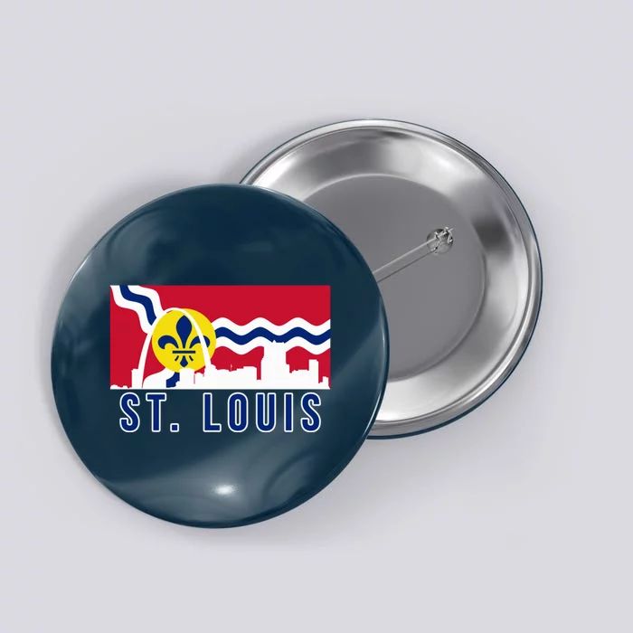 St. Louis City Skyline On St. Louis Fleur De Lis Flag Pullover Hoodie Button