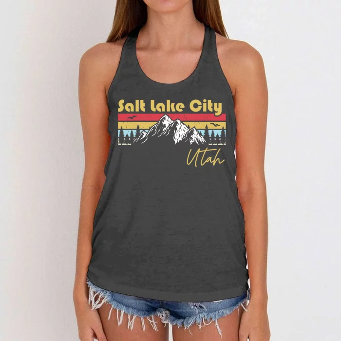 Salt Lake City Utah Roots Hometown Vintage Home State Pride Women's Knotted Racerback Tank