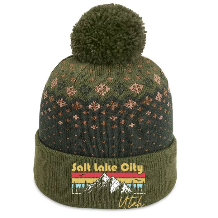 Salt Lake City Utah Roots Hometown Vintage Home State Pride The Baniff Cuffed Pom Beanie