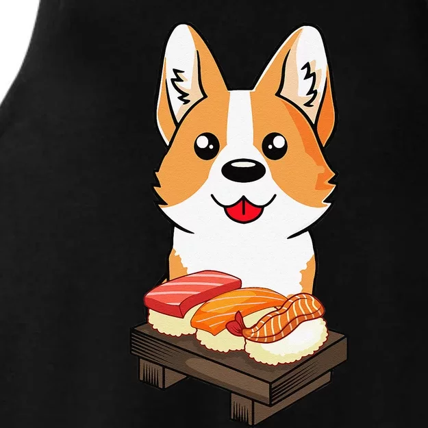 Sushi Life Corgi Dog Lover Kawaii Japanese Anime Gift Ladies Tri-Blend Wicking Tank