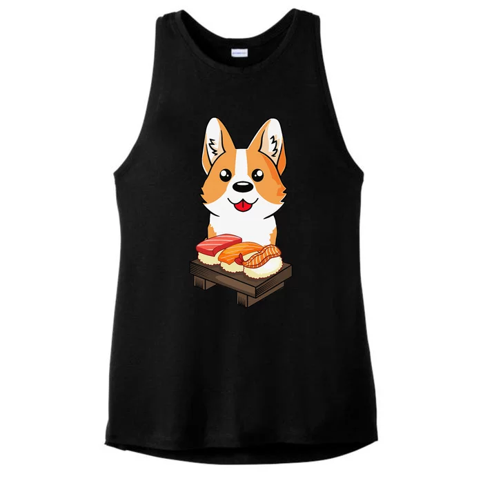 Sushi Life Corgi Dog Lover Kawaii Japanese Anime Gift Ladies Tri-Blend Wicking Tank