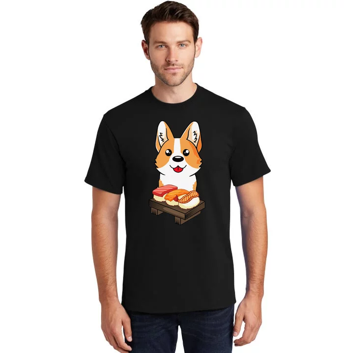 Sushi Life Corgi Dog Lover Kawaii Japanese Anime Gift Tall T-Shirt