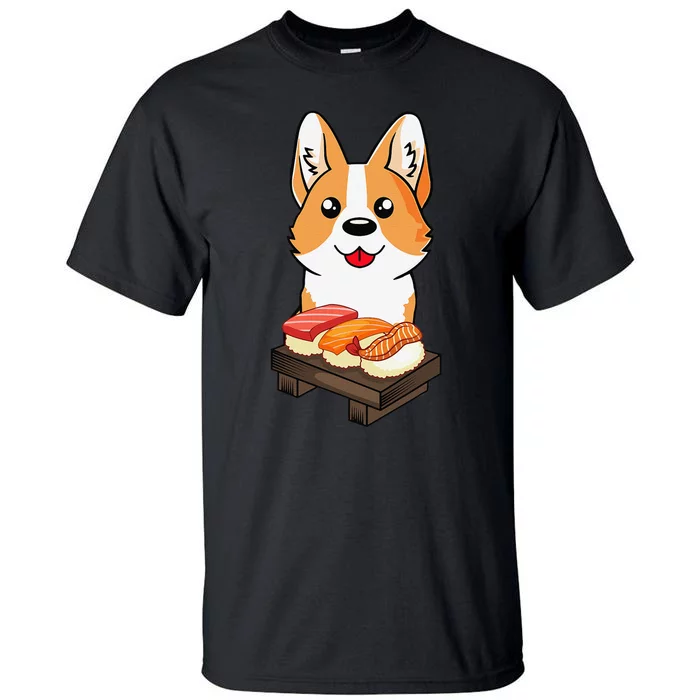 Sushi Life Corgi Dog Lover Kawaii Japanese Anime Gift Tall T-Shirt