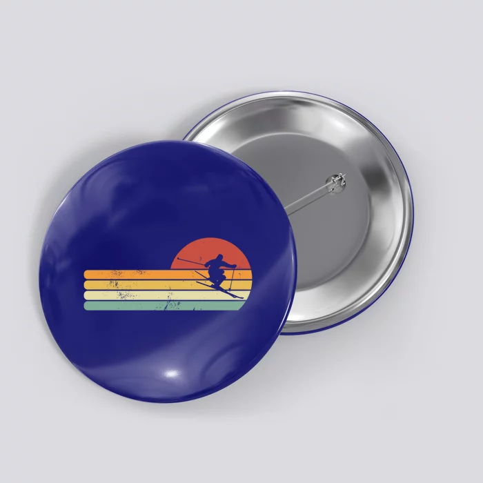 Ski Lover Colorful Retro Snowboarding Gift Button