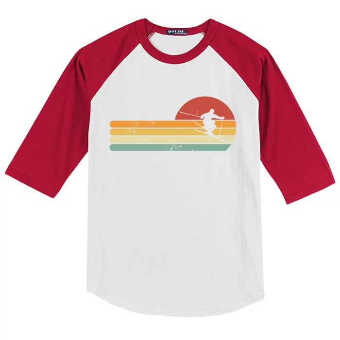 Ski Lover Colorful Retro Snowboarding Gift Kids Colorblock Raglan Jersey