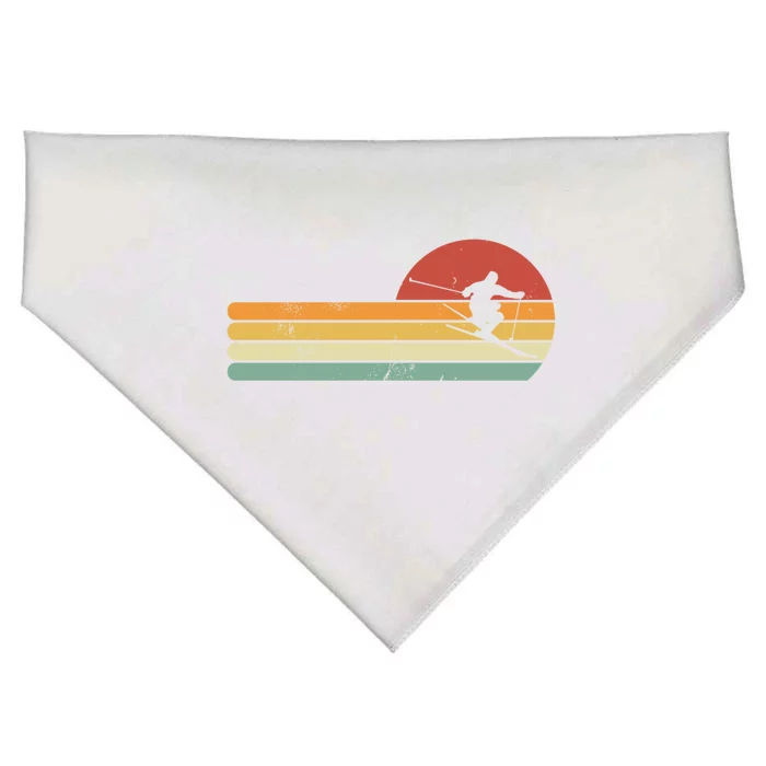 Ski Lover Colorful Retro Snowboarding Gift USA-Made Doggie Bandana