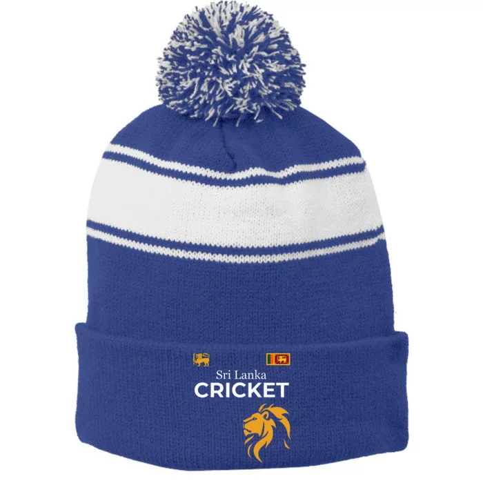 Sri Lanka Cricket Perfect For Lankan Cricket Fans Stripe Pom Pom Beanie