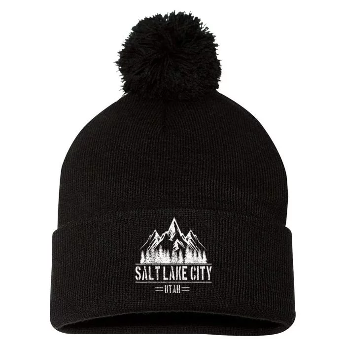 Salt Lake City Utah Mountains Nature Souvenir Pom Pom 12in Knit Beanie