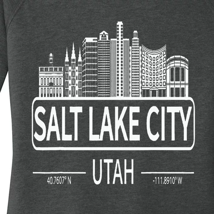 Salt Lake City Utah Skyline Travel To Salt Lake City Women's Perfect Tri Tunic Long Sleeve Shirt