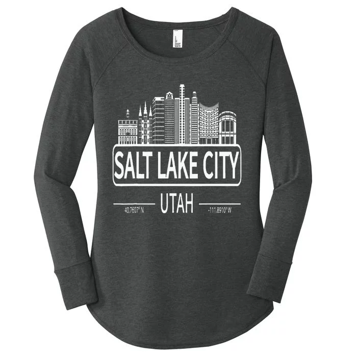 Salt Lake City Utah Skyline Travel To Salt Lake City Women's Perfect Tri Tunic Long Sleeve Shirt