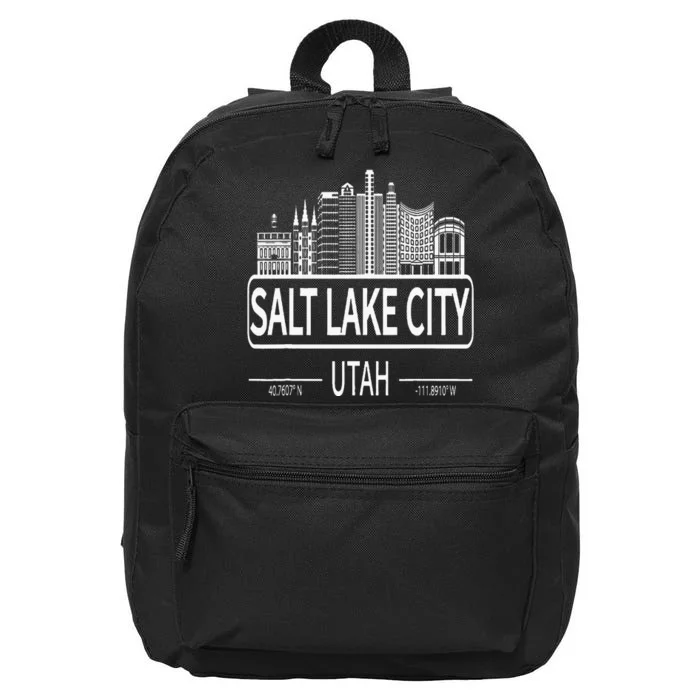 Salt Lake City Utah Skyline Travel To Salt Lake City 16 in Basic Backpack