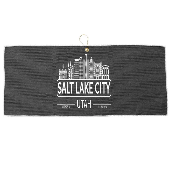 Salt Lake City Utah Skyline Travel To Salt Lake City Large Microfiber Waffle Golf Towel