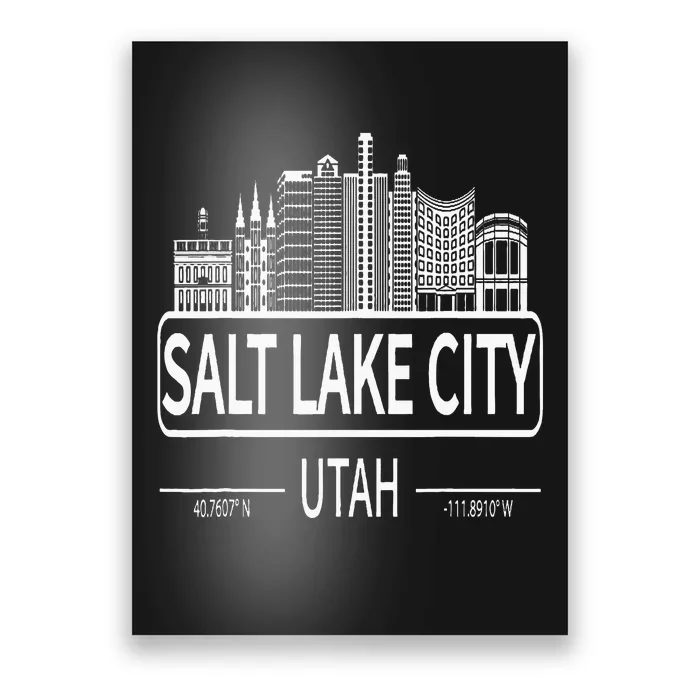 Salt Lake City Utah Skyline Travel To Salt Lake City Poster